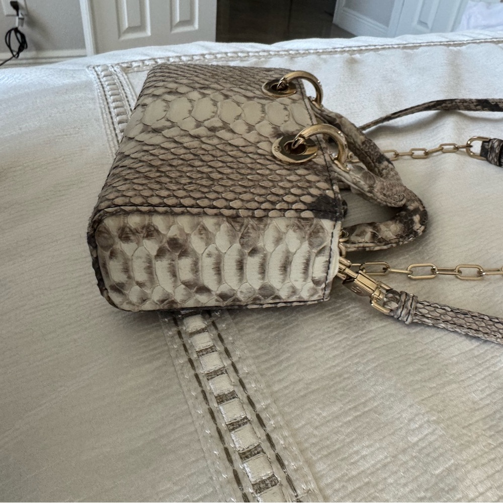 Authentic Christian Dior Mini D-Joy Python Bag in Cream with Gold Hardware - Picture 7 of 11